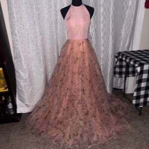 Sherri Hill Pink Halter Ball Gown Layered Princess Prom Dress Floral NWT Size 2